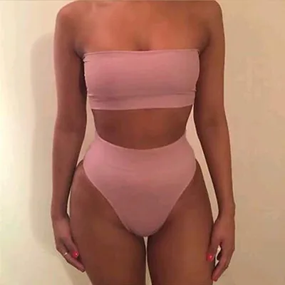 Quick selling explosive edition, fashionable chest wrapped + triangle shorts, bikini split swimsuit, sportswear 6 color spot Pink - Shop at LoveMi