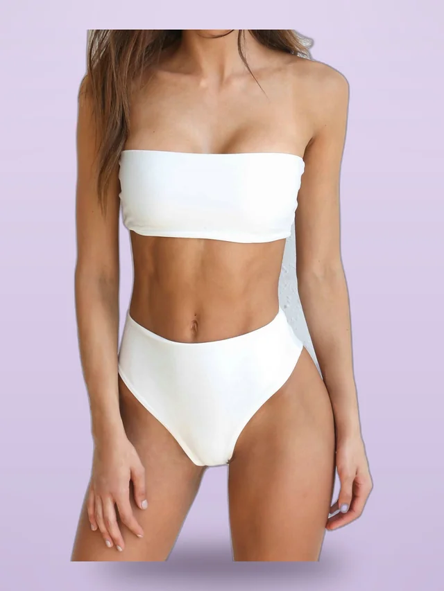 Quick selling explosive edition, fashionable chest wrapped + triangle shorts, bikini split swimsuit, sportswear 6 color spot White - Shop at LoveMi