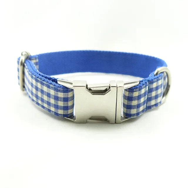 Blue plaid dog collar Blue - Shop at LoveMi