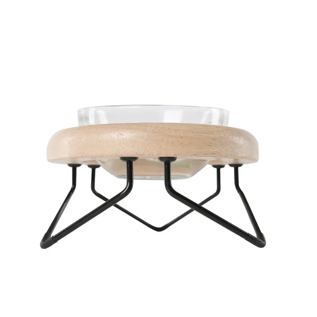 Solid Wood Cat Bowl Rack Wood Color - Shop at LoveMi
