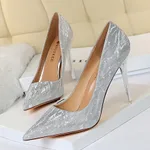 Shallow mouth pointy sequin sexy shoes - Sliver10.5Cm-40