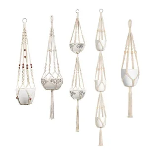 Custom Hand-knitted Hanging Flowerpot Net Bag - 5 Different Styles