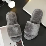 Home furnishing plush one-word plush slippers - Grey