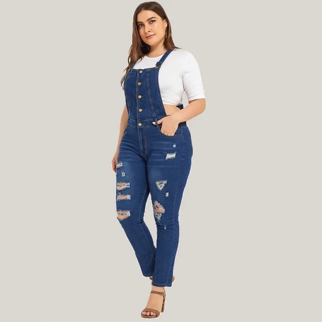 Ripped denim overalls Blue - Shop at LoveMi