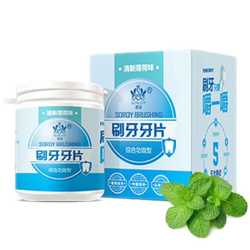 Plain Content Brush Teeth Teeth Powder Solid Toothpaste Whitening Whitening Pregnant Women Children and Adults - Mint Flavor