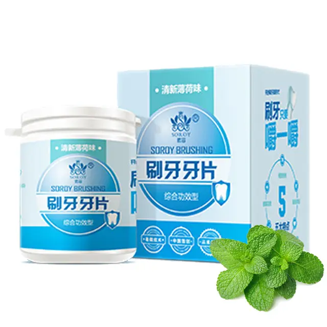 Plain Content Brush Teeth Teeth Powder Solid Toothpaste Whitening Whitening Pregnant Women Children and Adults - Mint Flavor