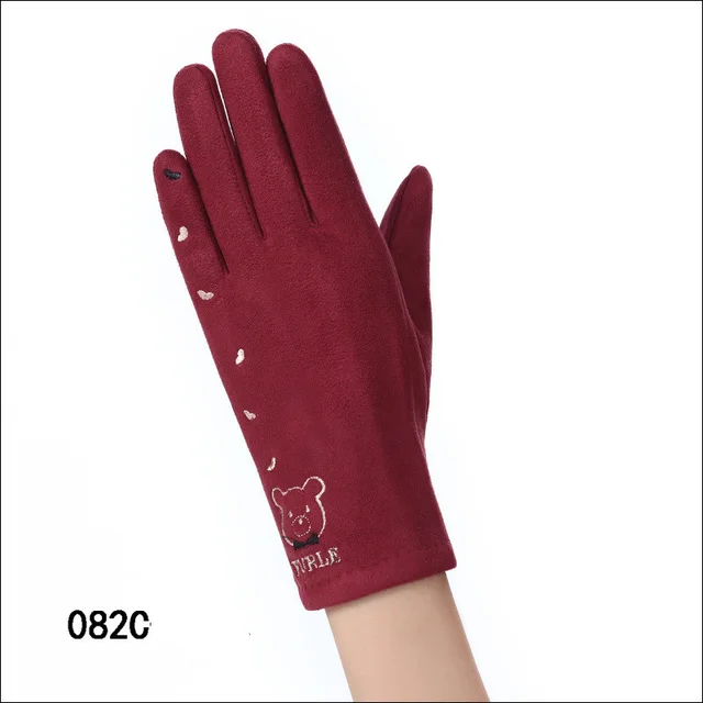 Touch screen gloves winter windproof suede 082Cwine Red - Shop at LoveMi