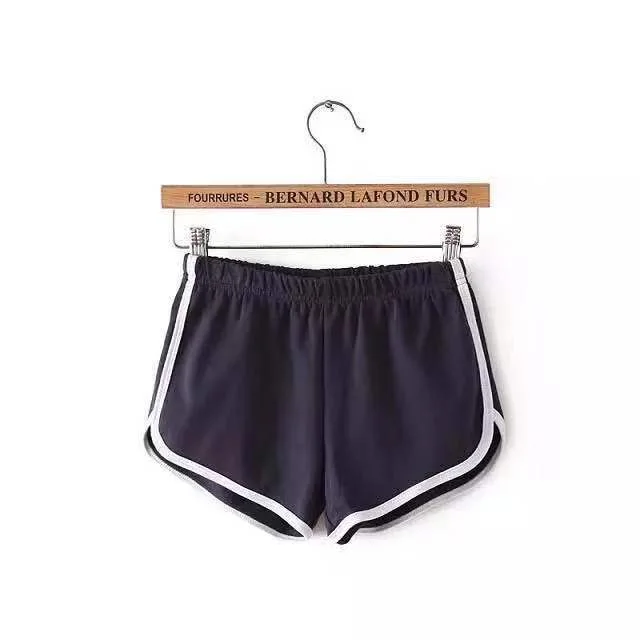 Four color optional cotton shorts female summer Korean version of the new ins wide leg loose solid color sports wear pants - Navy Blue