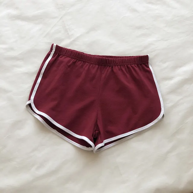 Four color optional cotton shorts female summer Korean version of the new ins wide leg loose solid color sports wear pants Old Style Red - Shop at LoveMi