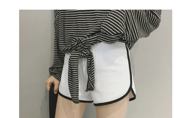 Four color optional cotton shorts female summer Korean version of the new ins wide leg loose solid color sports wear pants White - Shop at LoveMi