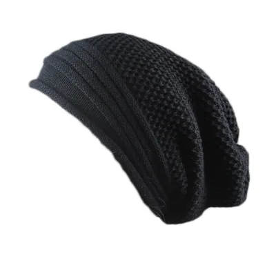 Pleated cuffed woolen hat Black - Shop at LoveMi