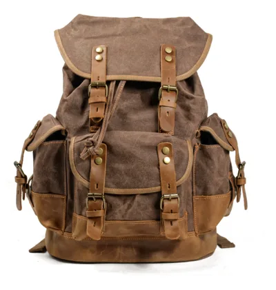 Wear resistant canvas backpack Coffee - Shop at LoveMi