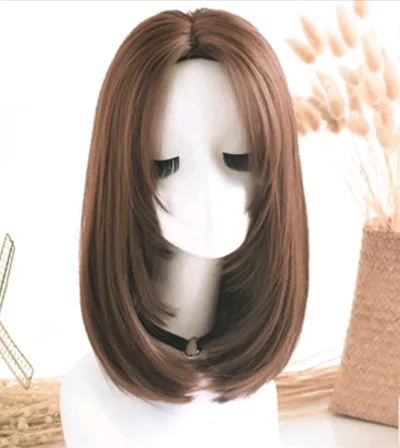 Wig in the long straight hair fashion realistic wig wig long straight hair Chocolate Color - Shop at LoveMi