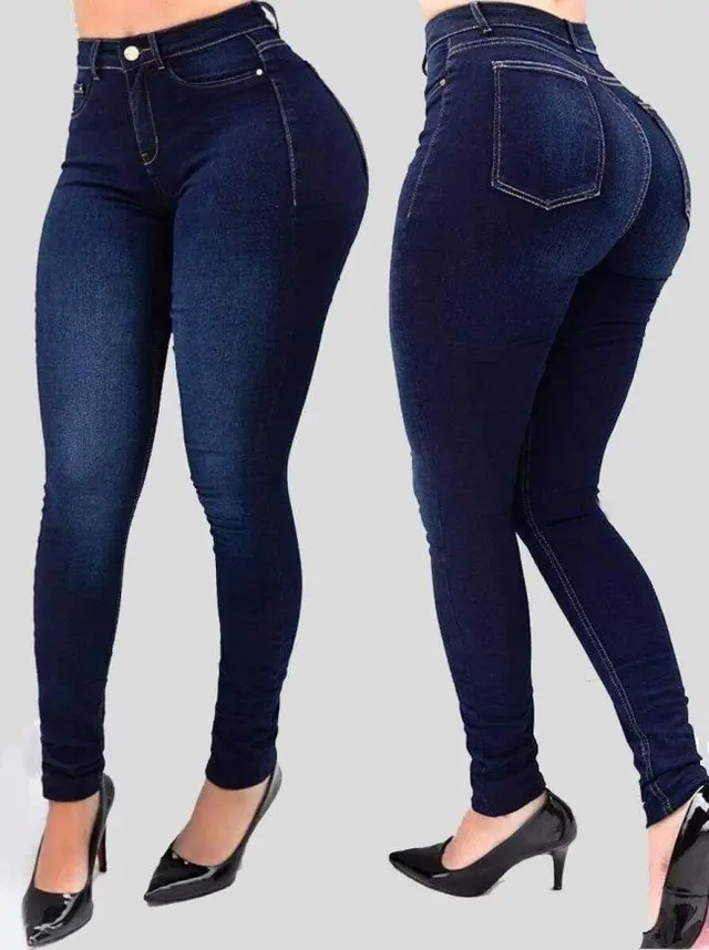 High waist elastic slim Leggings Dark Blue - Shop at LoveMi