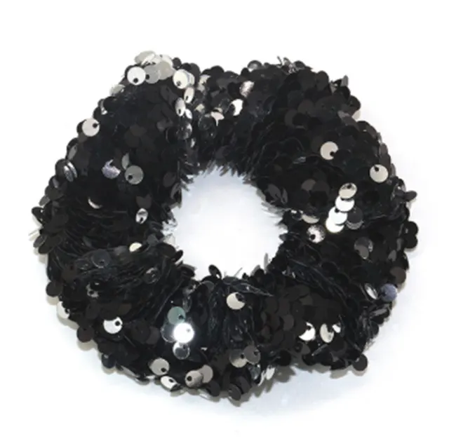 European and American Two tone Large Sequined Hair Tie Black - Shop at LoveMi