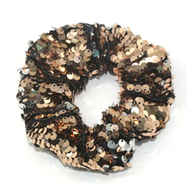 European and American Two tone Large Sequined Hair Tie Coffee - Shop at LoveMi