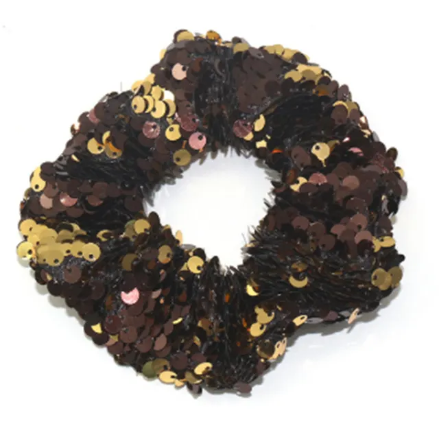 European and American Two tone Large Sequined Hair Tie Gold - Shop at LoveMi
