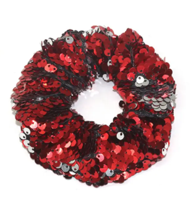 European and American Two tone Large Sequined Hair Tie Red - Shop at LoveMi