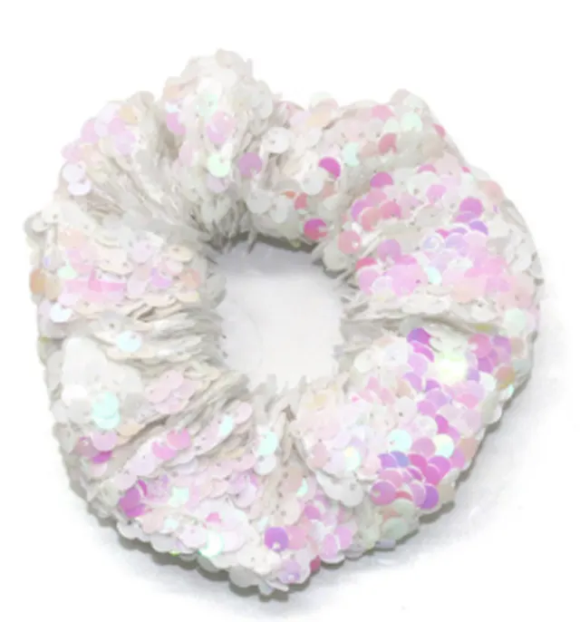 European and American Two tone Large Sequined Hair Tie White - Shop at LoveMi