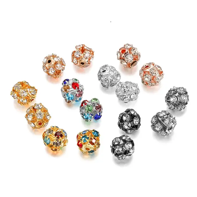 Double hole Shambhala diamond ball loose beads bracelet spacer beads Color Mixing - Shop at LoveMi