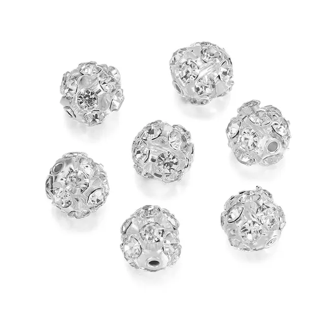 Double hole Shambhala diamond ball loose beads bracelet spacer beads Silver - Shop at LoveMi