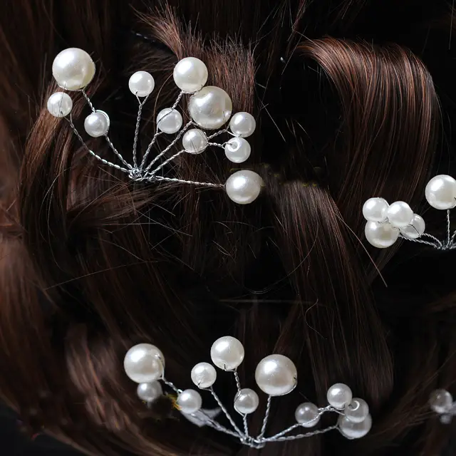 Wedding disc hair pearl flower styling hairpin White - Shop at LoveMi