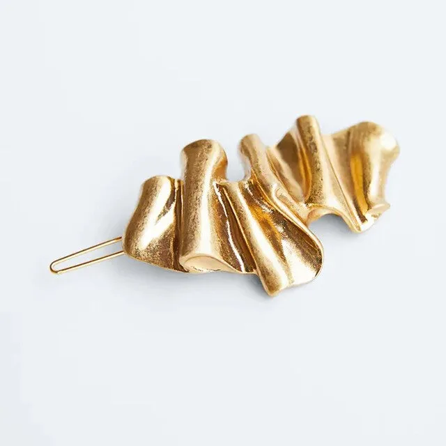 retro pleated metal hairpin Gold - Shop at LoveMi