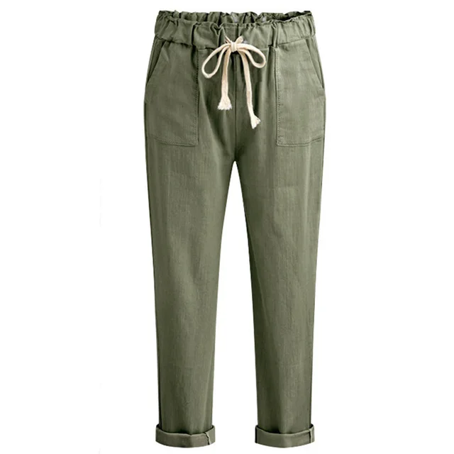 Loose nine point trousers Green - Shop at LoveMi