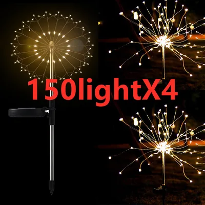 New Ground Plug Solar Fireworks Light LED Light String Copper Wire Outdoor Garden Decoration Star Lights Christmas Lights Oval4Pc - Shop at LoveMi