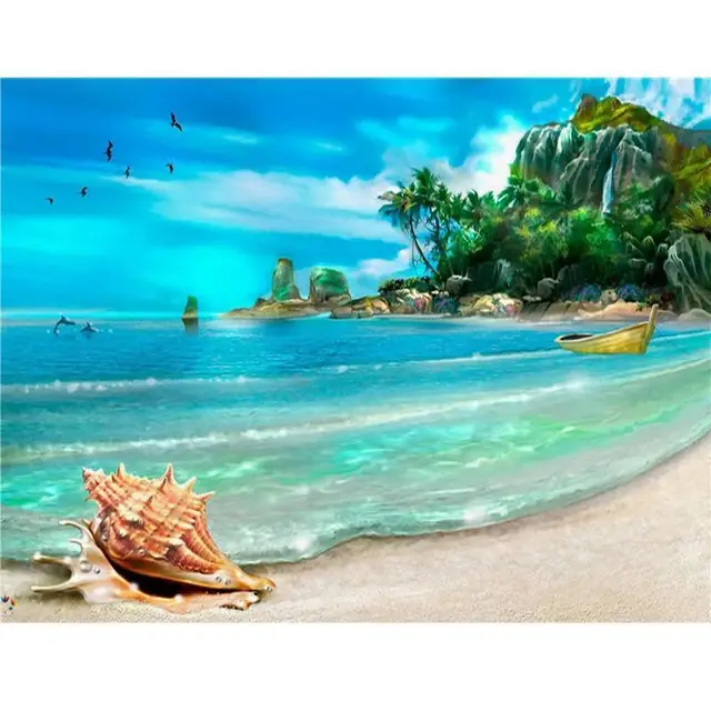 5D Diamond Painting Schne Strandlandschaft Blue - Shop at LoveMi