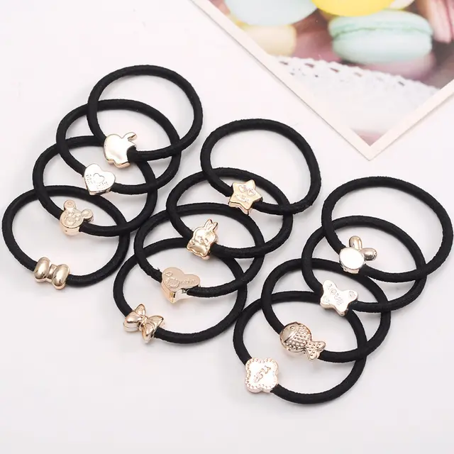 Korea rubber band head hair accessories high elastic plating gold bead hair ring hair rope High Projectile Mixing - Shop at LoveMi
