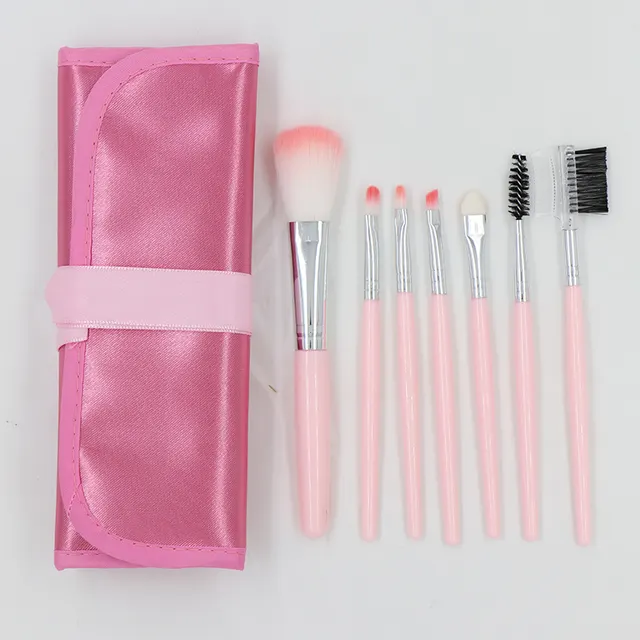 Beginner makeup brush set Cloth Bag Pink X7 - Shop at LoveMi