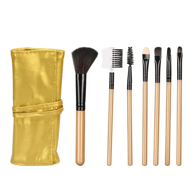 Beginner makeup brush set Leather Case Gold X7 - Shop at LoveMi