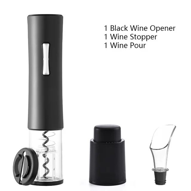 Electric Wine Opener Corkscrew Foil Cutter Set Automatic High end Bottle Opener For Wine Kitchen Gadgets Can Opener Black Set - Shop at LoveMi