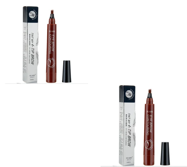Four headed Eyebrow Pencil Long lasting No Blooming Red Brown2Pcs - Shop at LoveMi