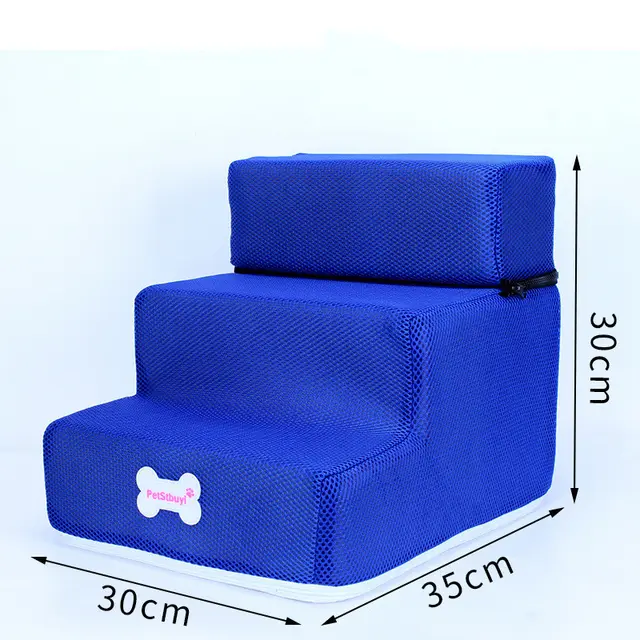 Dog Stairs Pet Climbing Ladder Sponge Steps On Bed Climbing Ladder Dark Blue - Shop at LoveMi