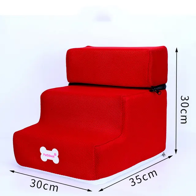 Dog Stairs Pet Climbing Ladder Sponge Steps On Bed Climbing Ladder Red - Shop at LoveMi