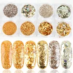 8 Box Mix Glitter Nail Art Powder Flakes Set - 10Color
