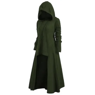 Hooded casual solid color coat - Green
