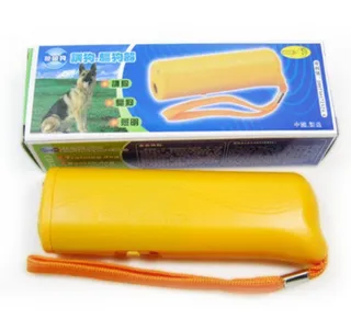 3-in-1 Anti Barking Dog Training Device Ultrasonic Dog Training Repeller LED Flashlight - Yellow