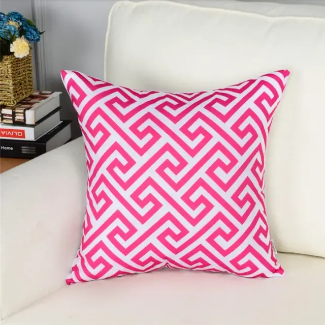Geometric short plush pillowcase cushion cover Pink B - Shop at LoveMi