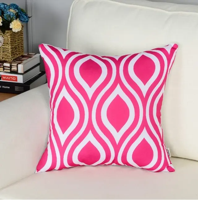 Geometric short plush pillowcase cushion cover Pink D - Shop at LoveMi