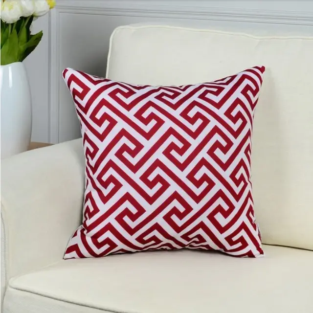 Geometric short plush pillowcase cushion cover Wine B - Shop at LoveMi