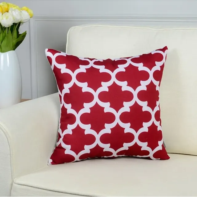 Geometric short plush pillowcase cushion cover Wine C - Shop at LoveMi