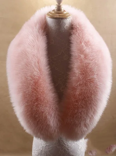 Women faux fox fur collar shawl female autumn warm scarves Pink - Shop at LoveMi