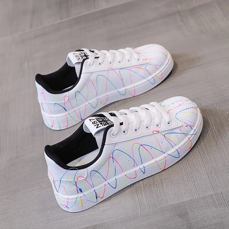 Starry luminous little white shoes women Black - Shop at LoveMi