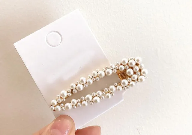 02.21 South Korea East Gate Delivery of the same Pearl Star Hair Clip Set NYU Geometric Pearl Edge Clip Small Water Droplet - Shop at LoveMi