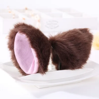Anime cat ear hairpin Coffee And Pink - Shop at LoveMi