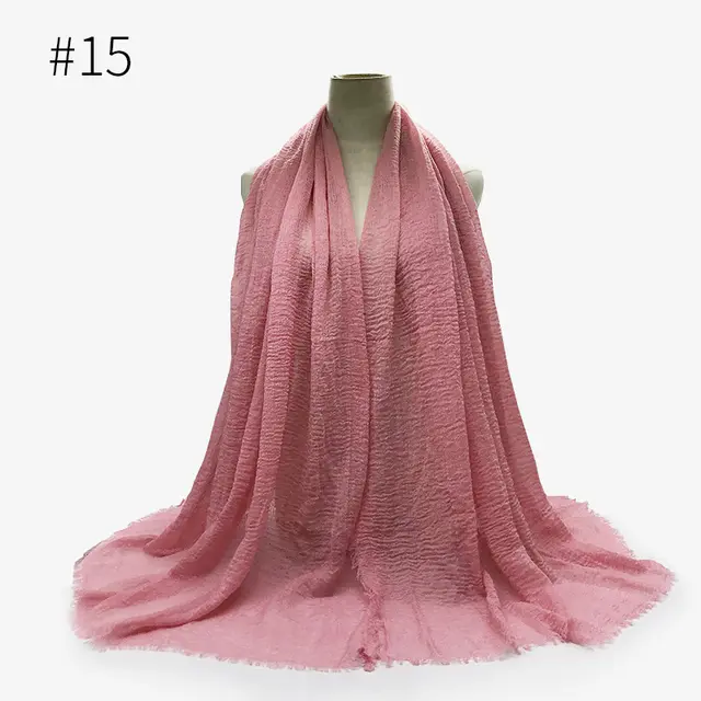 Bubble plain Scarf / cotton scarf fringes women soft solid hijab popular muffler shawls big Pashmina wrap hijab 15 Style - Shop at LoveMi