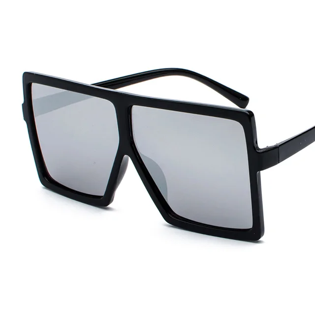 European And American Fashion Big Frame Sunglasses Black Silver - Shop at LoveMi